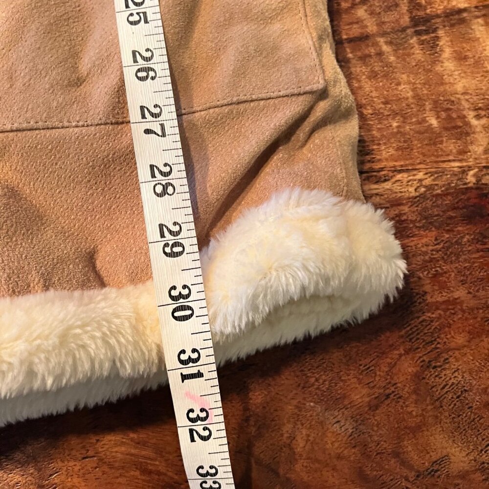 Braefair Leather Double-Breasted Faux Fur Coat L - Picture 10 of 14